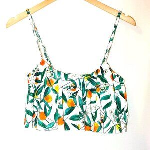 Verano Playa Flounce Bikini Top Orange Stripe M Medium Citrus Black‎ White